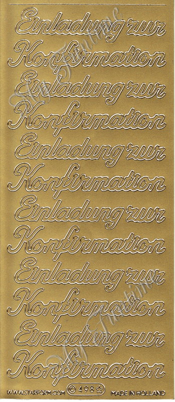 Einladung zur Konfirmation - Sticker  in Gold oder Silber - Format 10x23cm