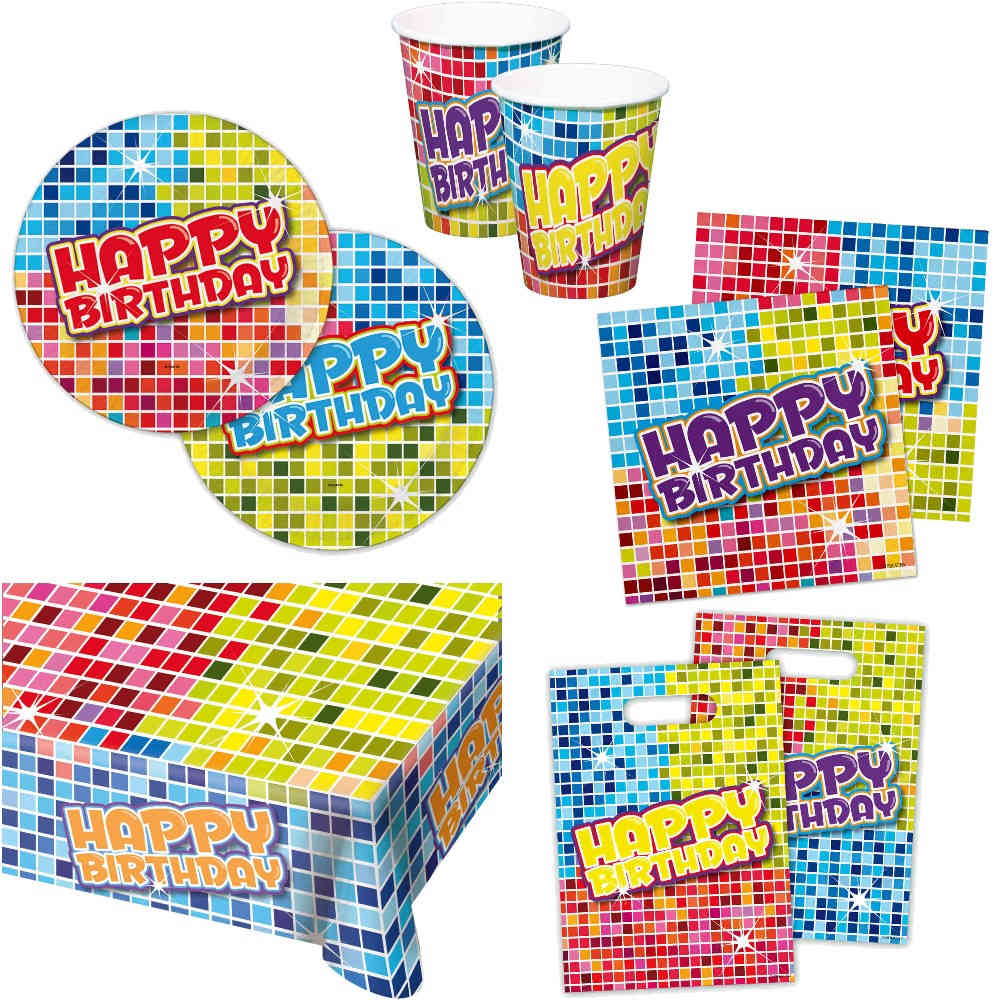 50104-50108 Birthday Blocks - Happy Birthday Partygeschirr / Tischdekoration
